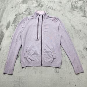 Merrell Sweater Womens‎ L Purple Full Zip Stretch Cotton Snap Pockets Athleisure